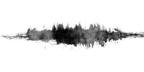 An abstract visual representation of sound waves, featuring varied textures and shades of gray against a stark black backdrop.