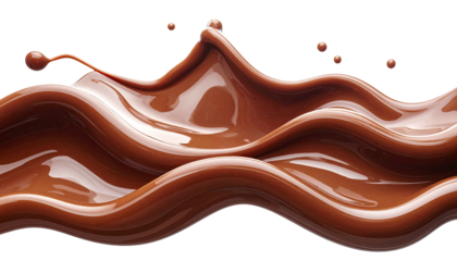 Glossy chocolatey liquid forming smooth, elegant waves