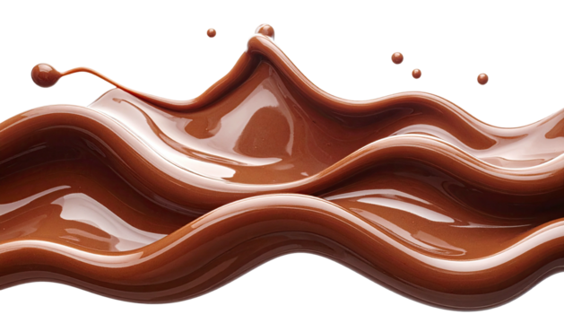 Glossy chocolatey liquid forming smooth, elegant waves