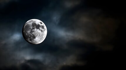 Vollmond am Nachthimmel mit dunklen Wolken 