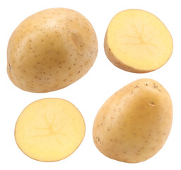 Potatoes, halves and slices isolated, transparent PNG, PNG format