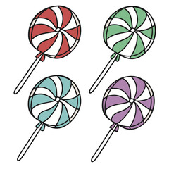 set of colorful lollipops