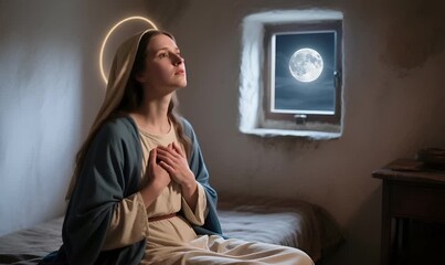 Mary Hears the Angel’s Words, The Annunciation: A Divine Message of Hope and Grace