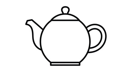 Simple black and white line drawing of a classic teapot design
