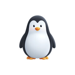 Cartoon penguin simple, transparent background, vector icon style, clean minimal, isolated object