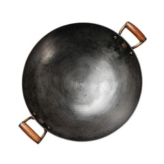 Carbon steel wok, isolated on transparent background 
