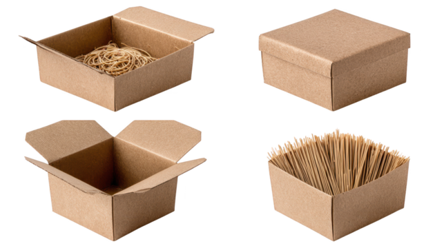Four noodle boxes display culinary delight containers hold delicious noodles ready for consumption