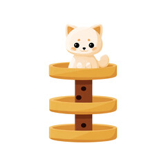 Cat climbing tower isolated, transparent background, vector icon style, clean minimal, isolated object