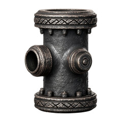 Cast iron pipe section, isolated on transparent background