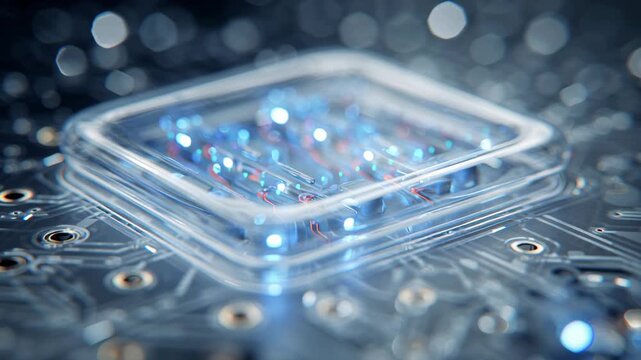 Macro shot of next-gen dry electrode pack with holographic efficiency telemetry, clean sharp editorial style, ai optimized energy storage