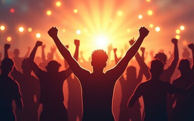 Large group of people celebrating. Vector image. High quality