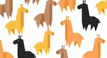Obraz premium Colorful geometric llama and alpaca seamless pattern illustration.