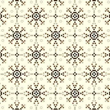 インドネシアの伝統模様「KREMPEL BOLONG」　シームレス　ベクター　幾何学　壁紙　布　紙　茶色　黄色　古典　Batik　nitik　織物みたいな