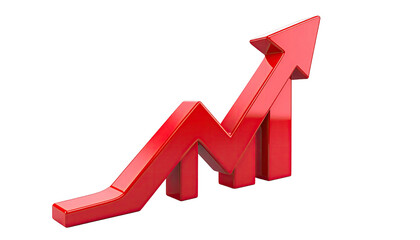Red upward arrow trending graph on black