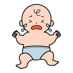 大泣きするおむつ姿の赤ちゃん