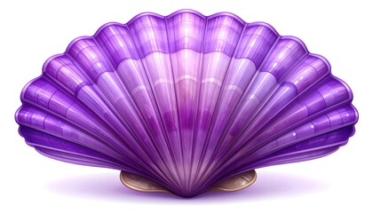 A vibrant, detailed illustration of a lustrous, purple seashell