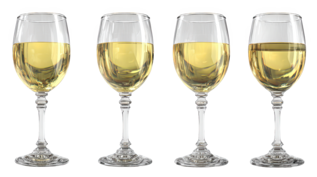 Four elegant glasses of sparkling champagne await clear flutes hold effervescent liquid perfect for celebration