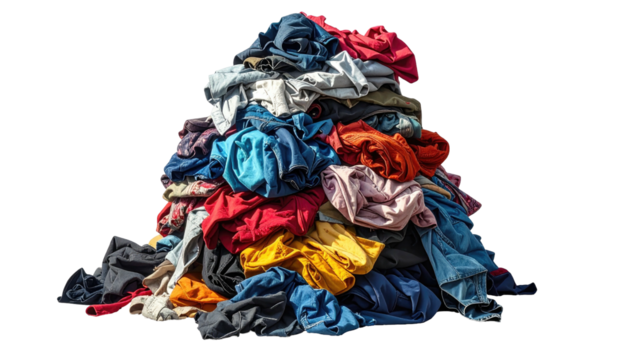 Colorful pile of mixed clothing against a black background - Powered by Adobe