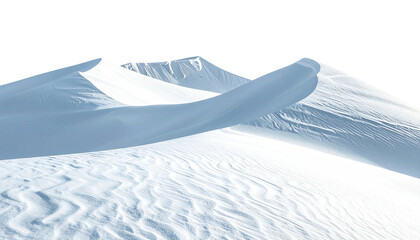 Arid white dunes with windswept ripples against a black sky