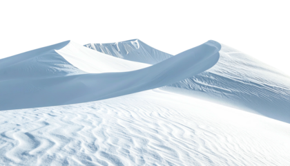 Arid white dunes with windswept ripples against a black sky