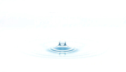 single clear water drop, realistic surface tension, soft reflection, clean lab aesthetic, isolated transparent background.
