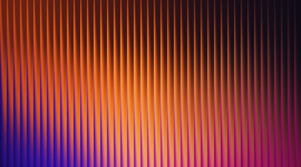 Abstract vertical ribbed pattern with orange and purple gradient lighting background texture