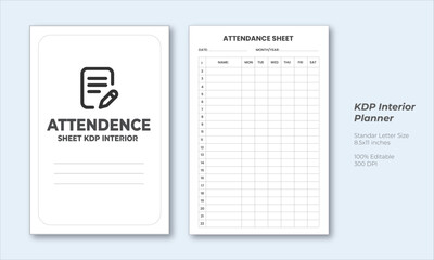 Attendance sheet journal KDP interior