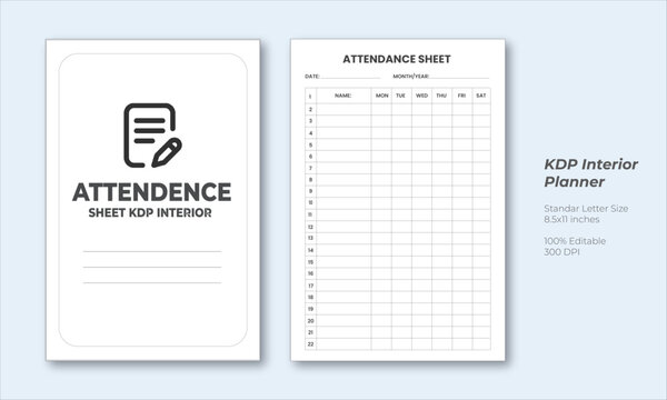 Attendance sheet journal KDP interior
