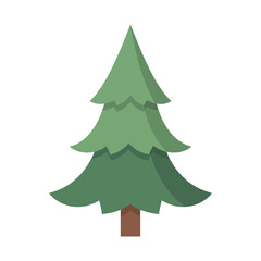 Fototapeta premium A simple flat vector illustration of a green evergreen pine tree isolated on a white background.