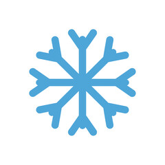 Fototapeta premium Light blue snowflake with eight points on a white background.