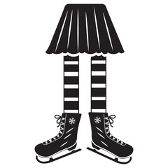 Silhouette of legs skating on ice at an ice rink. Vector logo illustration