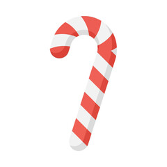 A vibrant and detailed illustration of a classic red and white striped candy cane.