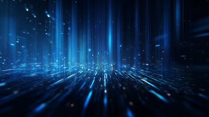 Dynamic digital abstract background with glowing blue light streaks and particles creating a futuristic technology effect