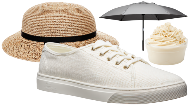 Hat shoes ice cream cup display charming collection collection features headwear footwear delightful treat