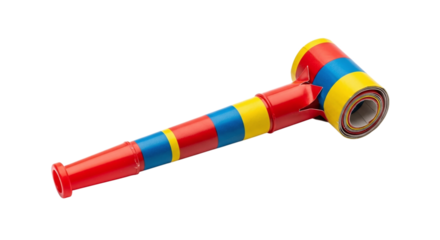 Colorful party horn noisemaker isolated on transparent background, a fun and festive accessory for celebrations and events, adding joy and excitement to the atmosphere
