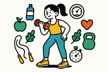 Healthy Lifestyle and Fitness Elements Collection