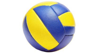 Volleyball ball rests on dark background sports ball with distinct panels isolated on black