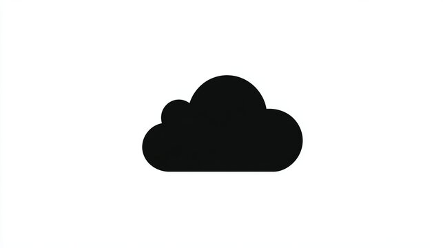 Bold black cloud silhouette against a clean white background, perfect for digital design and weather concepts