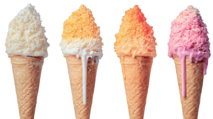 Colorful ice creams up in variety of flavors assorted frozen treats displayed in delicious sequence