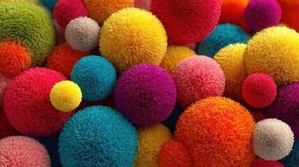 A joyful arrangement of soft round spheres in various colors fills the space with energy and cheer.