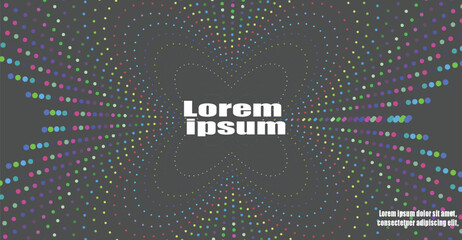 Abstract background with colorful dots forming a tunnel effect, centered text "Lorem Ipsum".