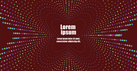 Abstract geometric design with radiating dots and text in the center.