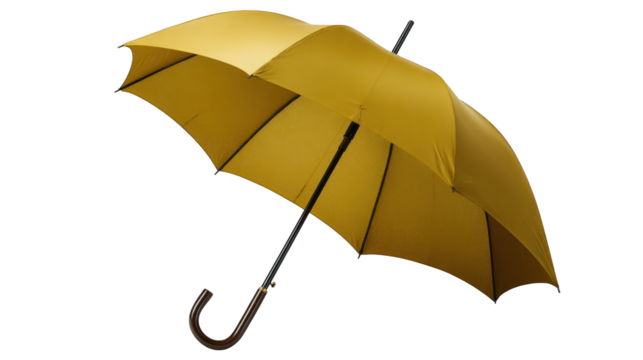 Yellow umbrella stands open against dark background vibrant yellow umbrella unfurled dramatically on black backdrop