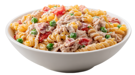 Pasta bowl with tuna and peas cooked pasta served in bowl enriched by tuna peas - cooked pasta served in bowl enriched by tuna peas