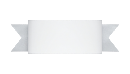 Folded ribbon banner with subtle shadows, blank center, isolated on transparent background, PNG