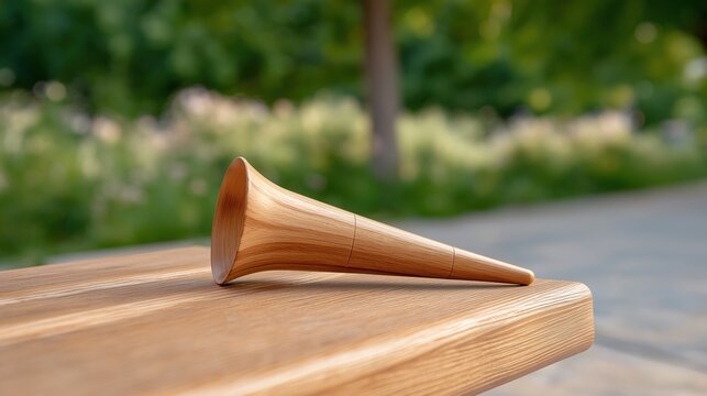 Wooden Ear Trumpet on Park Bench