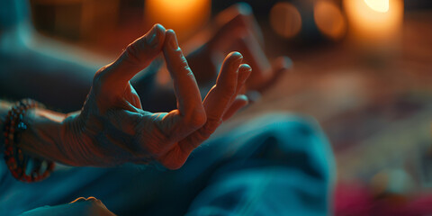 Close-Up of Hands in Yoga Mudra