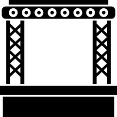 Outdoor Music Festival Stage Icon Concert, Performance, Theater, and Event Platform Symbol Entertainment, Show, and Auditorium Vector in Black Color Flat Style