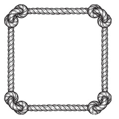 Rectangular Nautical Rope Frame Engraving Vector Illustration