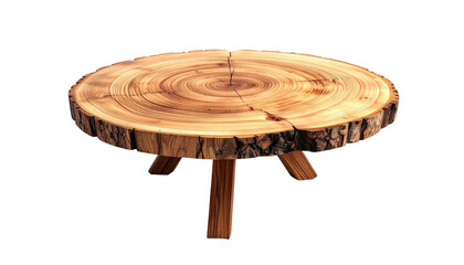 Round wood slice side table with three simple wooden legs